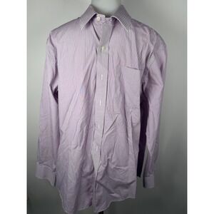 Ralph Lauren Lauren Non Iron Striped Dress Shirt Mens 15 1/2 34 35 Purple White